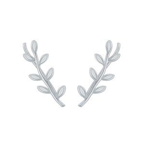 Sterling Silver Olive Branch Ear Climbers - Pair